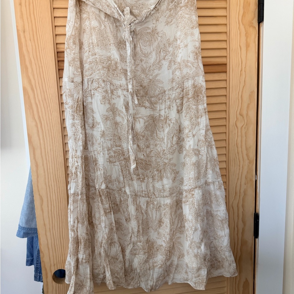 Chic Cream and Brown Maxi Skirt